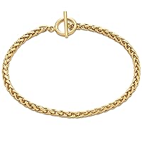 Amazon Essentials 14k Gold Plated or Silver Plated Braided Chain Bracelet 7.5