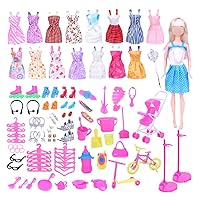 Doll Clothing Accessories Doll Clothing with Mini Attire Dresses Set Collar Collar Shoes for a Birthday Gift for Girls 114 pcs