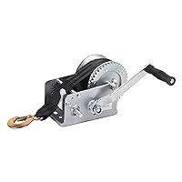 Hand Winch Boat Trailer Winch 2500lbs Heavy Duty Hook with 23ft Black Polyester Strap, Two Way Ratchet Portable Manual Winch for Trailers ATV UTV Boat Marine
