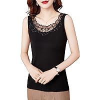 Women's Lace Tops Casual Sleeveless Solid Color Hollow Out Embroidered Patchwork Blouses Elegant Work T-Shirts