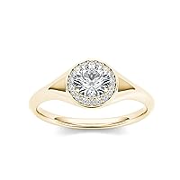 DZON14k Yellow Gold 1/2ct TDW Diamond Halo Engagement Ring (H-I, I2)