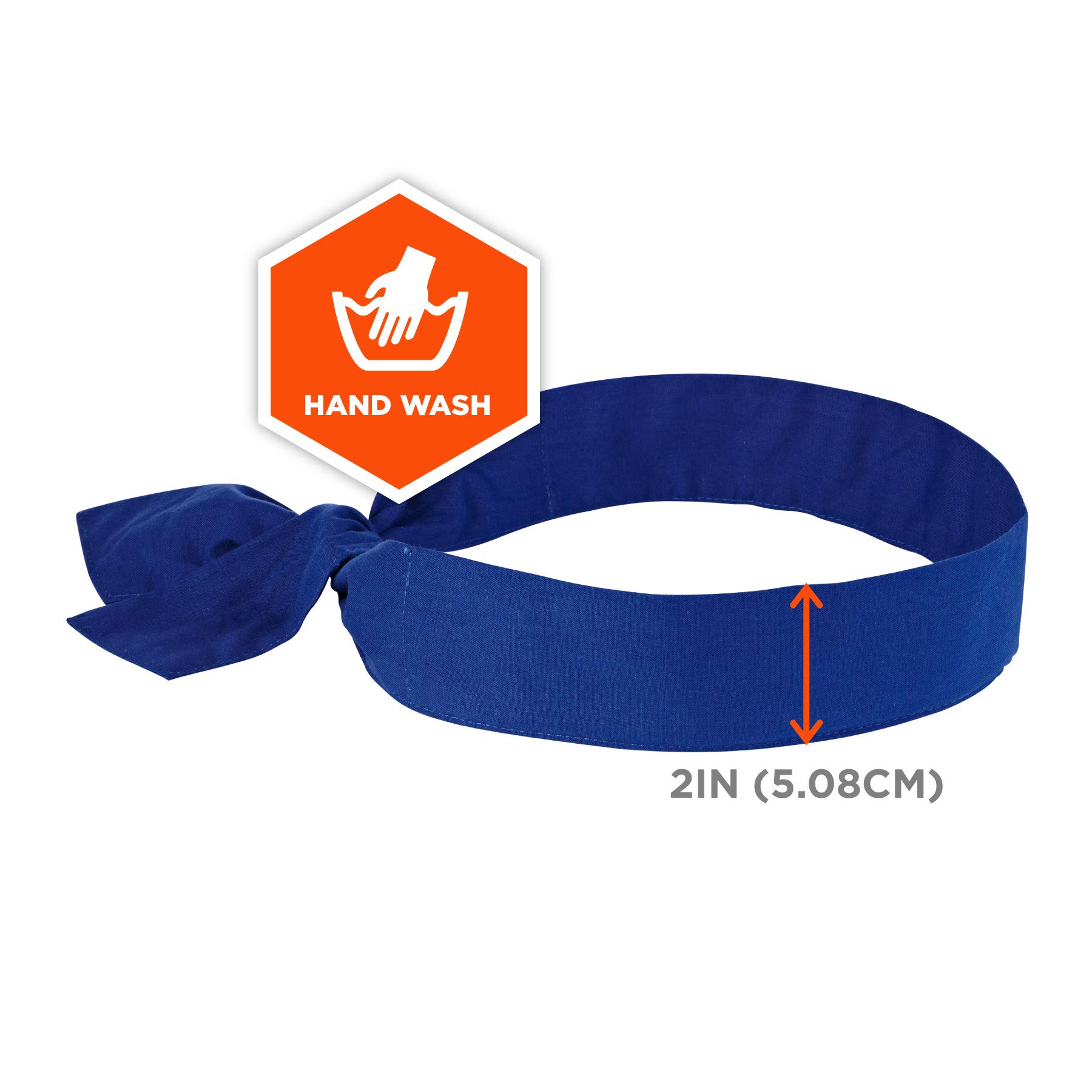 Ergodyne Chill Its 6700 Cooling Bandana, Evaporative Polymer Crystals for Cooling Relief, Tie for Adjustable Fit, Blue