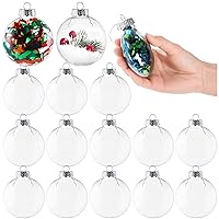 Kingrol 15 Pack Ornament Discs, 3.15 Inch Clear Plastic Fillable Ornament Ball for DIY Craft Projects, Christmas, Wedding, Party, Home Decor