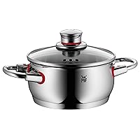 WMF cookware Ø 16 cm approx. 1,7l Quality One vapor hole glass lid Cromargan stainless steel brushed suitable for all stove tops including induction dishwasher-safe