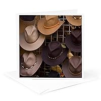 New Mexico, Santa Fe, Plaza, Cowboy Hats on Display - Greeting Card, 6 x 6 inches, single (gc_92938_5)