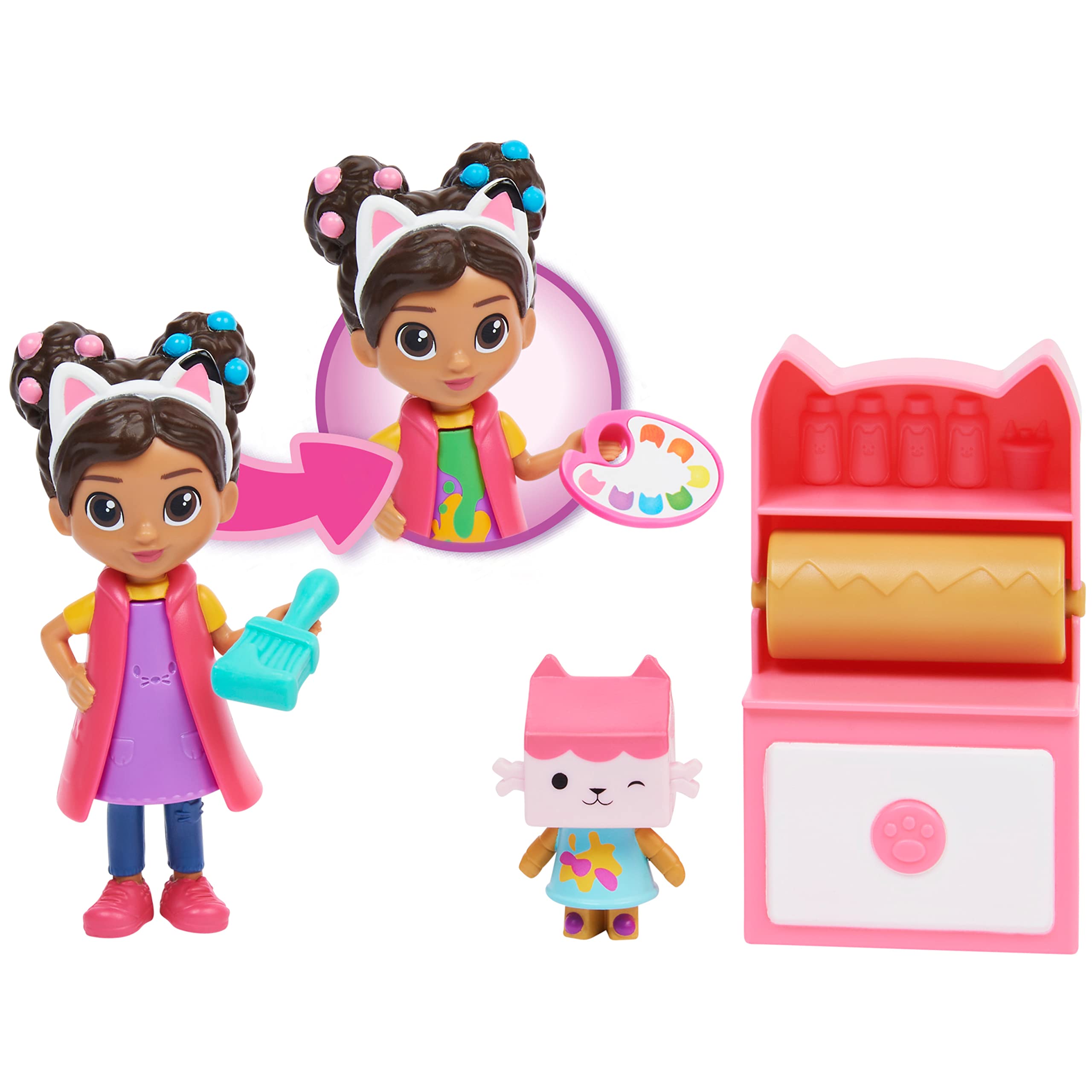 Gabby’s Dollhouse, Art Studio Set with 2 Toy Figures, 2 Accessories, Delivery and Furniture Piece, Kids Toys for Ages 3 and up