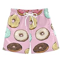 Donut Pink Boys Swim Trunks Swim Kids Swimwear Board Shorts Hawaii Vacation Beach Essentials