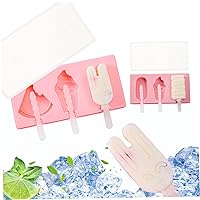 Silicone Ice Cream Mould Popsicle Mould with Lid Silicone Ice Lolly Mould Ice Cream Mould with Stick for Kid DIY Popsicle Tool 2PCS