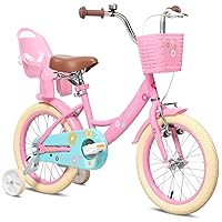 Maggie 12 14 16 20 Inch Bike Ages for 1-13 Year Old Girls Princess Style with Doll-Seat & Basket & Kickstand for Gift, Multiple Colors