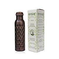 HYGGE Pure Copper Water Bottle 34 Oz Copper Bottle Water with Lid – Ayurvedic Copper Water Bottle – Copper Water Vessel - Drink More Water Bottle – Large -Leak Proof – Antique Hammered