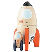 Le Toy Van Wooden Space Rocket Duo Toy, Plastic Free with Hidden Mini Rocket, Suitable for 24+ Months, Girls and Boys