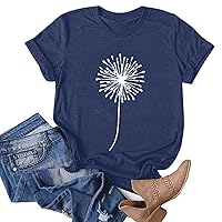 Women's Summer Sunflower T Shirt Flower Graphic Loose Tees Crew Neck Short Sleeve Casual Tops