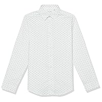 Calvin Klein Boys' Long Sleeve Patterned Dress Shirt, Style with Buttoned Cuffs