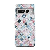BURGA Phone Case Compatible with Google Pixel 7 PRO - Hybrid 2-Layer Hard Shell + Silicone Protective Case -Pink Purple Moroccan Tiles Pattern Marrakesh Mosaic - Scratch-Resistant Shockproof Cover