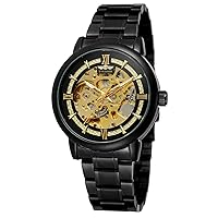 Luxury Automatic-self-Wind Watch Men’s Stainless Steel Band Skeleton Watch Waterproof Business Wrist Watch