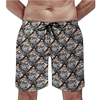 Lioness with Blue Green Eyes Swim Trunks Quick Dry Summer Beach Swimming Trunks Men's Casual Shorts