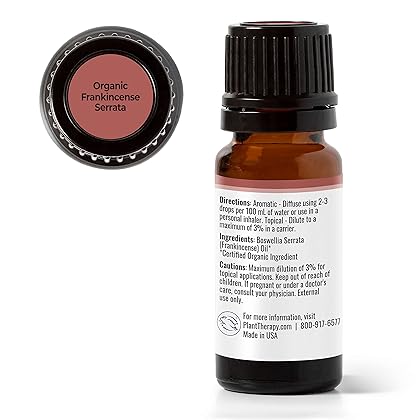 Plant Therapy Organic Frankincense Serrata Essential Oil 100% Pure, USDA Certified Organic, Undiluted, Natural Aromatherapy, Therapeutic Grade 10 mL (1/3 oz)