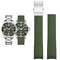 Watch Accessories Band for Longines Comas Diving Series L37814 L3.781 Mechanical Men Rubber Watch Strap 21mm Bracelet