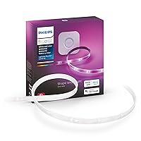 Philips Hue Lightstrip Starter Kit (6ft Light Strip, Base Plug, Hue Hub), Compatible with Alexa, Google Assistant, White