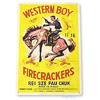 TIN Sign C398 Western Boy Firecrackers Fireworks 4th July New Years Firework Stand Sign
