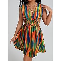 Summer Dresses for Women 2022 Tie Dye Cut Out Dress Dresses for Women (Color : Multicolor, Size : X-Small)