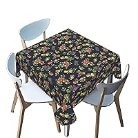 Fruit Pattern Square Tablecloth,Apple Grape Theme,Washable Square Table Cloths Decorative Fabric Table Cover,for Banquet, Parties,Dinner,Kitchen,Wedding,Holiday（Multicolor，52 x 52 Inch）