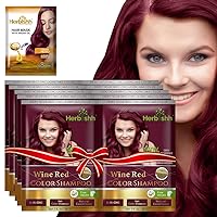 Hair Color Shampoo for Gray Hair–Natural Hair Dye Shampoo with Argan Hair Mask–Travel size-Colors Hair in Minutes–Long lasting colour–10pack+1pack–Ammonia-Free (Wine Red)