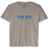 Aruba Graphic Printed Premium Tops Fitted Sueded Short Sleeve V-Neck T-Shirt