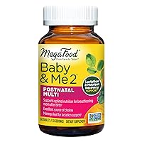 MegaFood Baby & Me 2 Postnatal Multi - Postnatal Vitamins for Breastfeeding Moms with Folate (Folic Acid Natural Form), Choline, Biotin & Moringa Leaf - Non-GMO & Vegetarian - 60 Tabs (30 Servings)