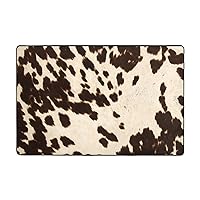 Brown Cowhide Area Rugs for Living Room 4x6 Ft, Soft Modern Plush Carpet, Non-Slip Fuzzy Floor Rugs for Home Decor, Washable Area Rug for Bedroom Dining Dorm Kids Room