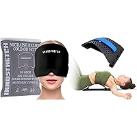 Headache and Migraine Relief Cap and Back Stretcher- Dual-Purpose Design for Cold/Hot Therapy and Lumbar Decompression