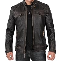 Blingsoul Motorcycle Leather Jacket Men - Quilted Cafe Racer Leather Jackets For Men