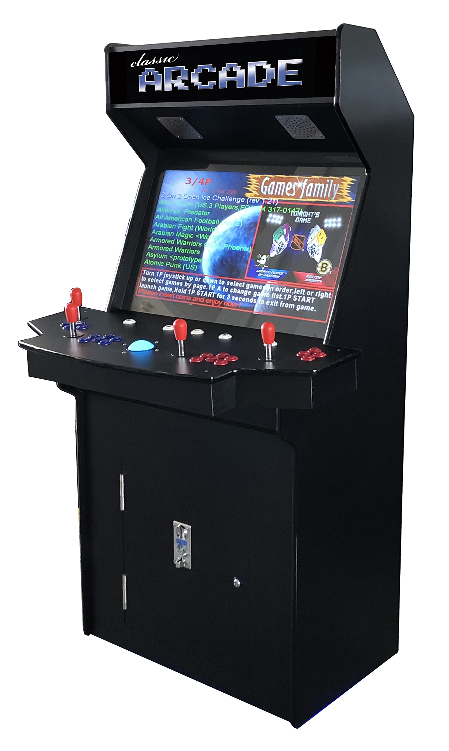 Top Us Video Arcades Full Size Commercial Grade Upright Standup Arcade Machine 4 Player 4600 Classic Games 32 inch Screen Black