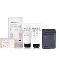 MARLOWE. Best Sellers Kit | No. 203 | Features Signature Body Scrub Soap Bar, Men's Facial Cleanser & Facial Moisturizer | With Slim Minimalist Wallet - Black