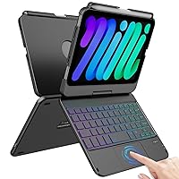 Snugg iPad Mini 6 Case with Keyboard (2021-6th Gen), Wireless Backlit Touchpad Bluetooth 2021 360 Degree Rotatable Mini Keyboard - Black