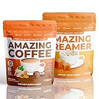 Superfood-Coffee &-Creamer - French Roast - 12 Natural Superfoods and Keto-Creamer with Hyaluronic Acid & MCT Oil [Hazelnut & Vanilla Flavors]