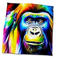 3dRose Face Portrait of Gorilla ape. Colorful Digital Painting, Gift, Card - Towels (twl-379168-3)