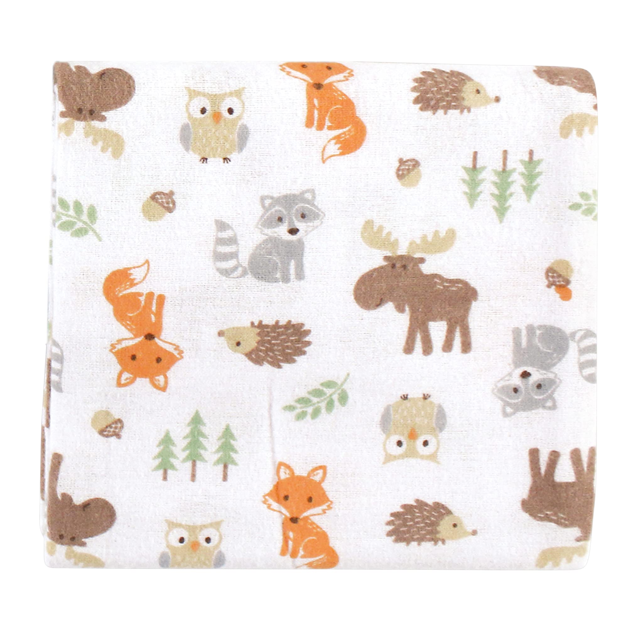 Hudson Baby Unisex Baby Cotton Flannel Receiving Blankets Bundle, Woodland, One Size
