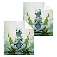 Frog Washcloths 4 Pack, Soft Absorbent Cotton Baby Face Towels, Washable Reusable Fingertip Towels for Bath Gym Hotel Spa, 12 x 12 Inch