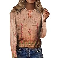 FYUAHI Women's Floral Print Crew Neck Long Sleeve Top Soft Pullover Casual Comfy Fall Trendy Outfits Clothes 2023