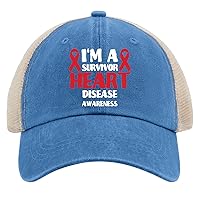 I'm A Survivor Heart Disease Awareness Cap Sports Hat AllBlack Mens Golf Hat Gifts for Daughter Cycling Hats