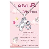 Sweet Girls Unicorn Necklace for Daughter/Granddaughter/Niece | Unicorn Number Pendant Necklace with Message Card | Suitable for Christmas Birthday Party Gifts for Girls Women
