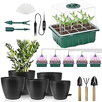Plant Pots 7/6.5/6/5.5/5 Inch Self Watering Planters with Drainage Hole-Seed Starter Tray, Plant Propagation Station with Grow Light for Most House Plants, Succulents,Snake Plant