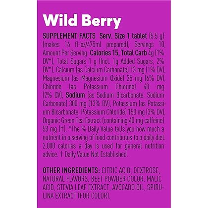 Nuun Sport + Caffeine Electrolyte Tablets for Proactive Hydration, Wild Berry, 8 Pack (80 Servings)