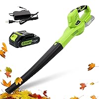 YOUGFIN Cordless Leaf Blower, 21V Powerful Motor, Electric Leaf Blower for Lawn Care, Battery Powered Leaf Blower Lightweight for Snow Blowing (Battery & Charger Included)