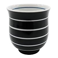 Nippon Pottery 47366050 Teacups, Black, 8.5 fl oz (250 ml), Nishikoma Line Set, Large, Pack of 5