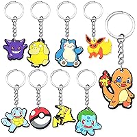 9Pcs Cartoon Keychain for Party Favors, Cute Anime Keyring for Classroom School Day Birthday Party Supplies Gift (9Pcs Anime)
