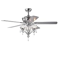 Warehouse of Tiffany CFL-8394REMO/CH Silver Orchid Laurel 52-inch Chrome Lighted Ceiling Fan, Regular