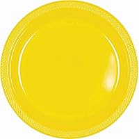 Amscan Vibrant Round Yellow Sunshine Plastic Plates - 7