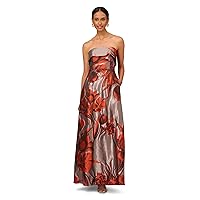 Women's Strapless Floral Jacquard Gown